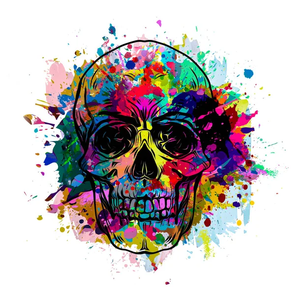 Calavera Colorida Sobre Fondo Blanco Ilustración Gráfica Moderna — Foto de Stock