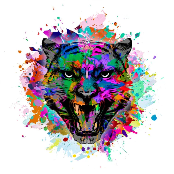 Tiger Head Colorful Illustration White Background — Stock Photo, Image