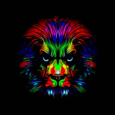 Grafiti ve boyalı aslanlı grunge arka plan 