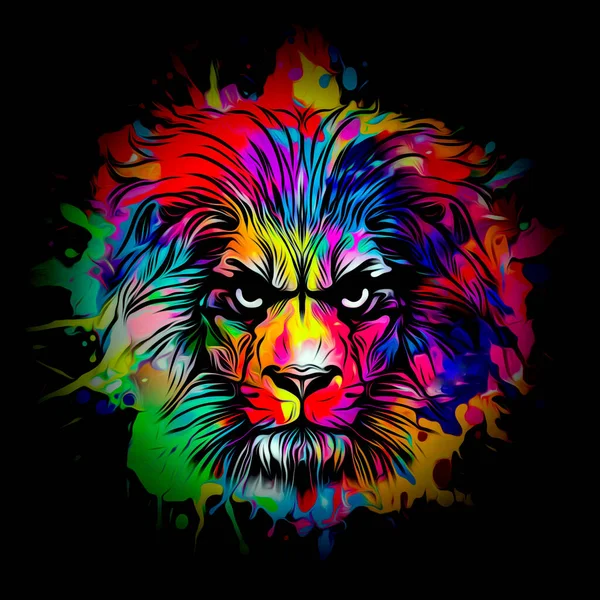 Гранж Фон Граффити Нарисованный Лев — стоковое фото