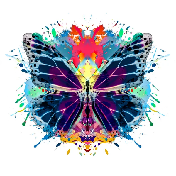 白い背景に抽象的な色の蝶 — ストック写真