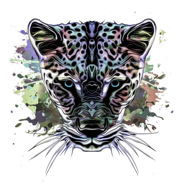 Абстрактное Цветное Лицо Пантеры Концепция Графического Дизайна — стоковое фото