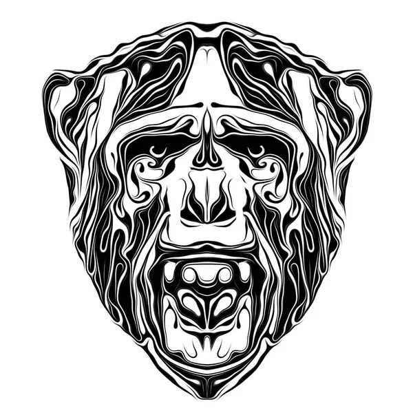 Чорна Монохромна Мавпа Білому Тлі — стокове фото