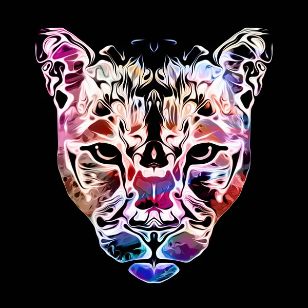 Абстрактный Художественный Леопардовый Намордник Изолирован Красочном Фоне — стоковое фото