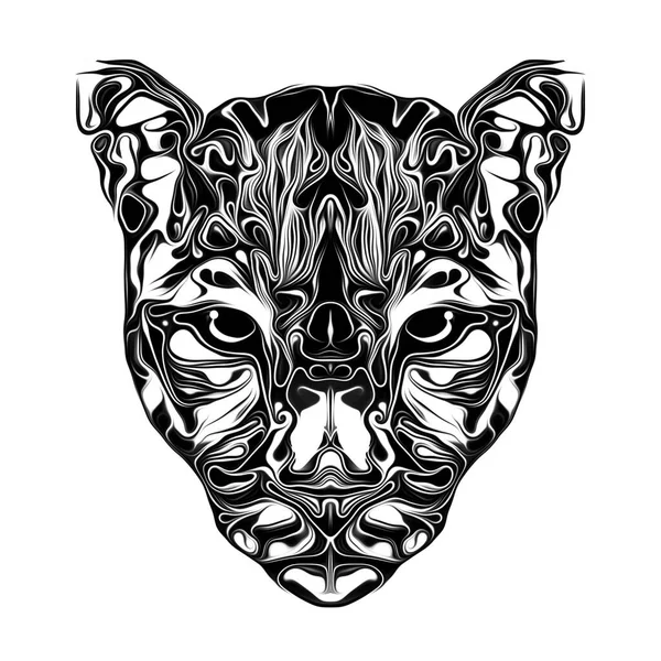 Focinho Leopardo Artístico Monocromático Isolado Sobre Fundo Branco — Fotografia de Stock