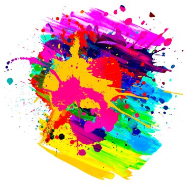 soyut renkli arkaplan ve beyaz üzerine izole sıçramalar