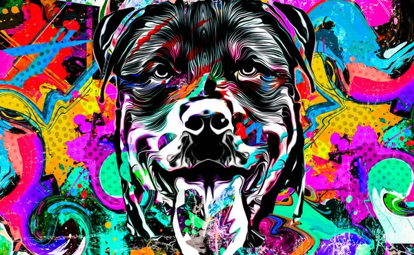 Abstract Gekleurde Artistieke Hond Grafisch Ontwerp Concept — Stockfoto