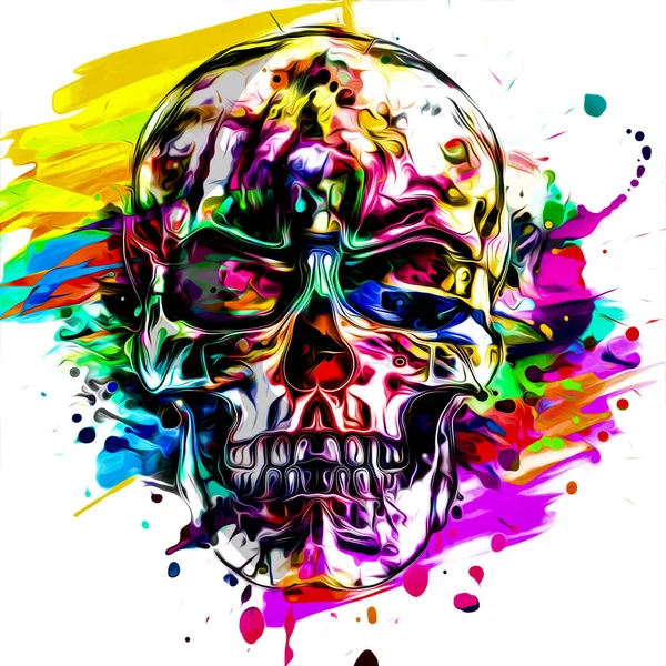 추상적 색깔의 예술적 두개골 그래픽 디자인 — 스톡 사진
