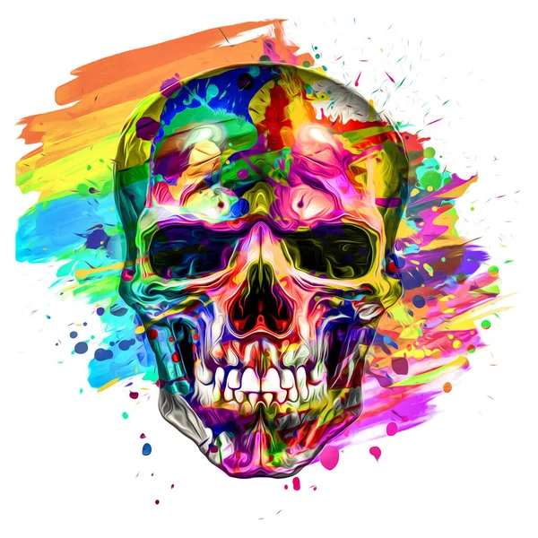 Crânio Artístico Colorido Abstrato Conceito Design Gráfico — Fotografia de Stock