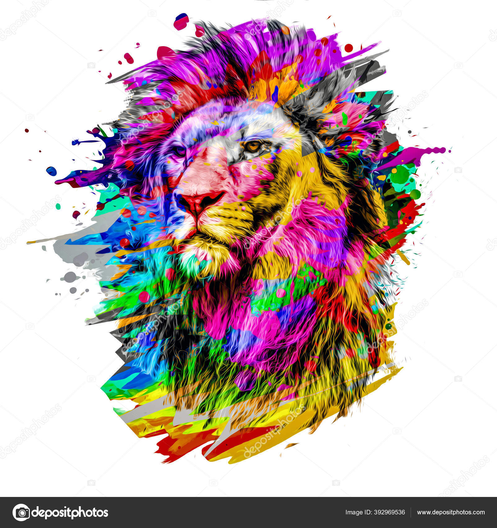 Lion Head Isolated Color Background Stock Photo by ©valik4053022 392969536