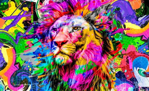 Löwenkopf Isoliert Auf Farbigem Hintergrund — Stockfoto