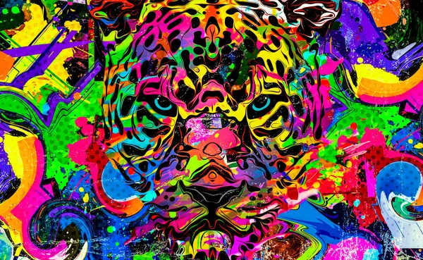 Bozal Leopardo Artístico Abstracto Aislado Sobre Fondo Colorido — Foto de Stock