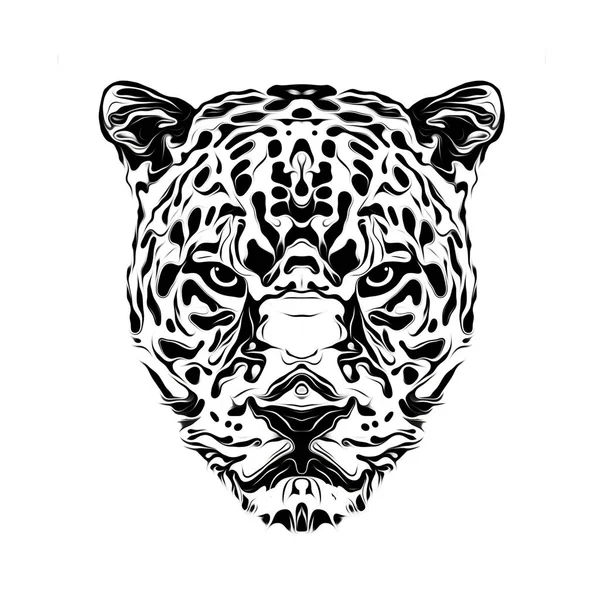 Tatuagem Arte Cabeça Leopardo Branco — Fotografia de Stock