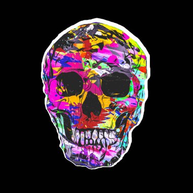 soyut renkli sanatsal kafatası, grafik tasarım konsepti