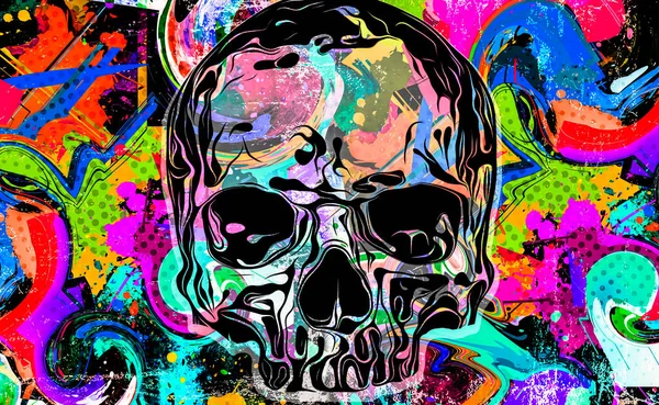 Abstract Colored Artistic Skull Graphic Design Concept — Stock Photo, Image