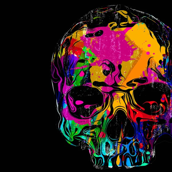 抽象的彩色艺术头骨 平面设计概念 明亮的彩色艺术 — 图库照片