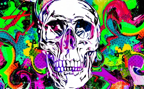 Calavera Artística Color Abstracto Concepto Diseño Gráfico Arte Colorido Brillante — Foto de Stock