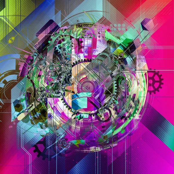 Colorful Mechanical Gears Abstracted Background — Stock Photo, Image