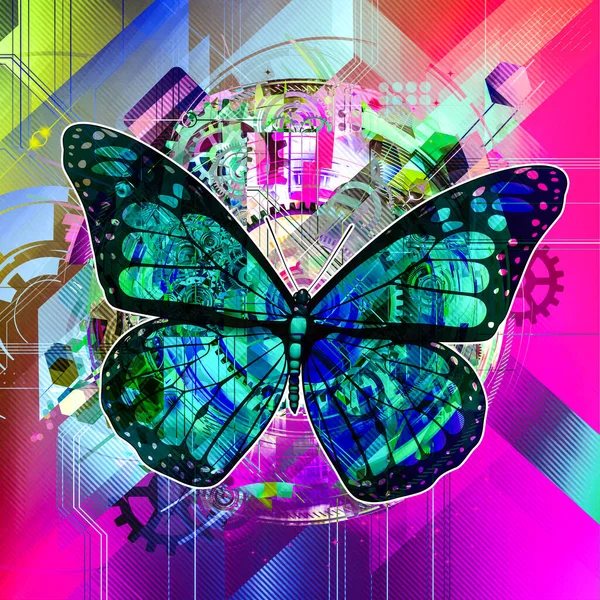 Abstrakte Bunte Hintergrund Mit Schmetterling — Stockfoto