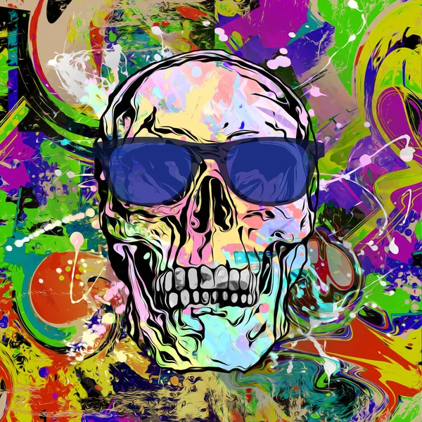 Calavera Artística Color Abstracto Gafas Concepto Diseño Gráfico Arte Colorido —  Fotos de Stock