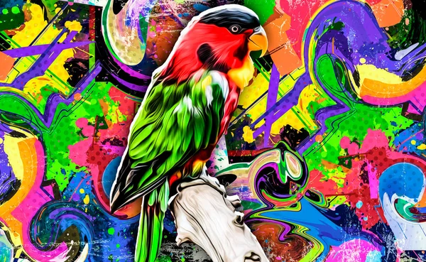 Bird Abstract Colorful Splashes Background — Stock Photo, Image