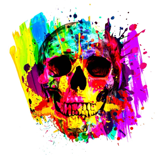 soyut renkli sanatsal kafatası, grafik tasarım konsepti, parlak renkli sanat 