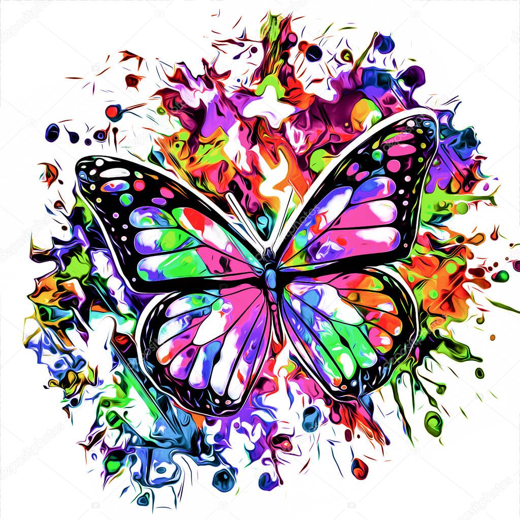 abstract colorful background with butterfly 