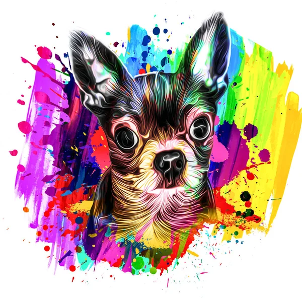 Ilustración Cabeza Perro Sobre Fondo Blanco Con Elementos Creativos Coloridos — Foto de Stock