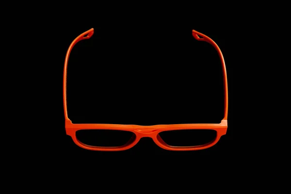 Πορτοκαλί Γυαλιά Που Απομονώνονται Μαύρο Φόντο Μια Διαδρομή Ψαλίδισμα — Φωτογραφία Αρχείου