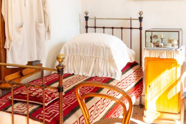 Büyük Rus yazar Lev Tolstoy, Yasnaya Polyana Estate, Tula Oblastı, Rusya 'nın yatak odası. 01 Eylül 2020.