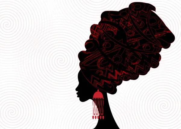 Porträt Schöne Afrikanische Frau Traditionellem Turban Kente Kopfbedeckung Afrikanisch Kardashiki — Stockvektor