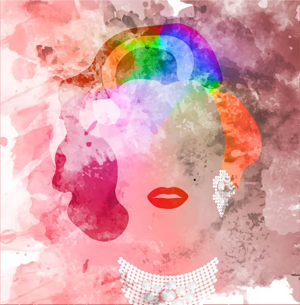 Marilyn Monroe Vector Portrait Gay Icon Portrait Woman Rainbow Hair — Stock Vector