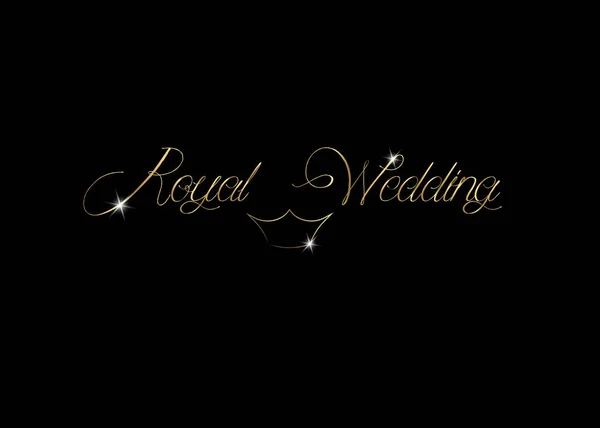 Royal Wedding Letras Oro Vector Aislado Fondo Negro — Vector de stock