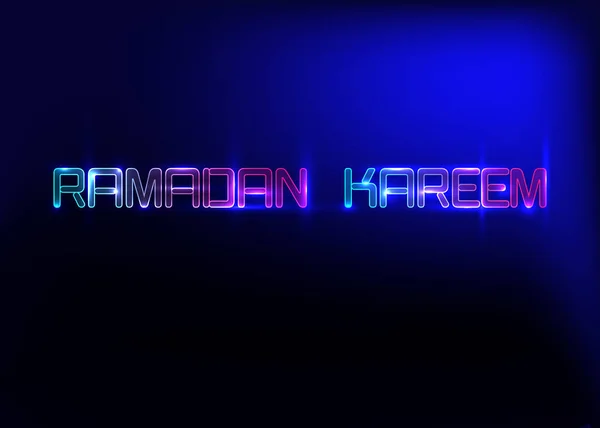 Ramadan Kareem Greeting Cards Neon Sign Design Template Light Banner — Stock Vector