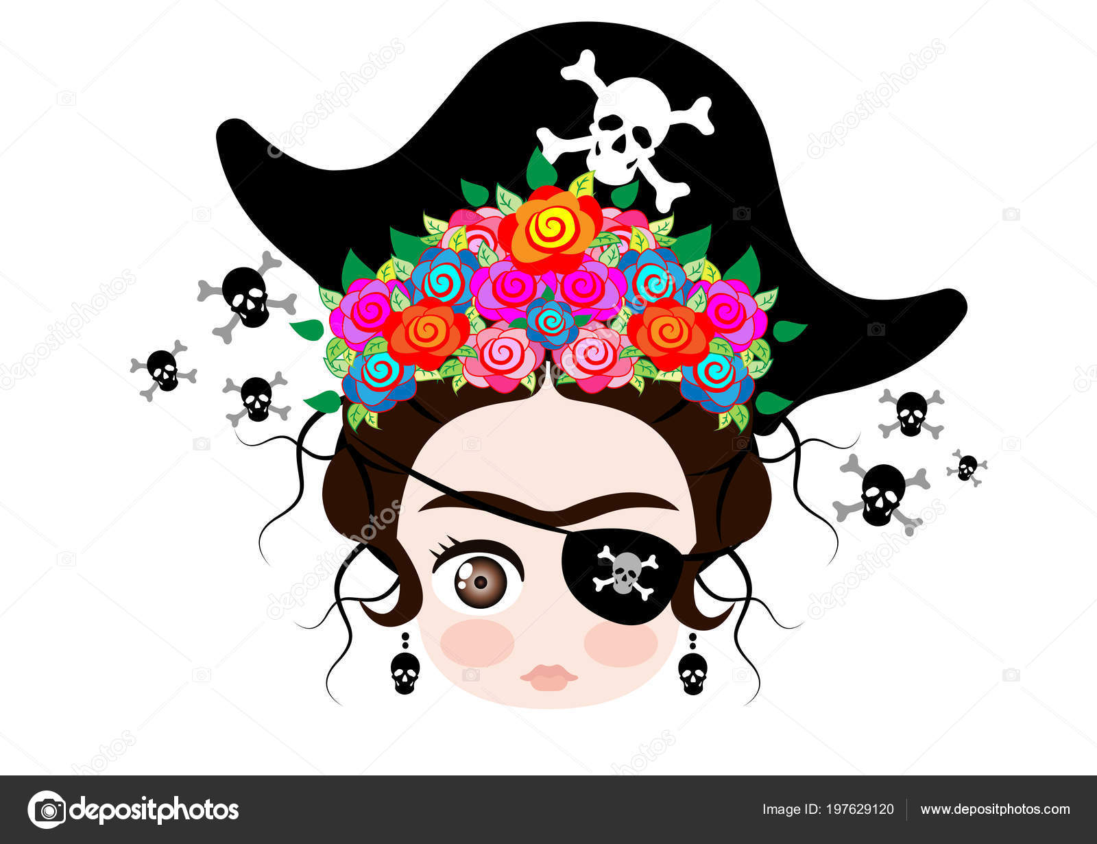 Download Emoji Baby Frida Kahlo Crown Colorful Flowers Pirate Hat ...