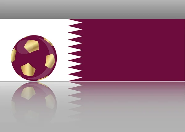 Conceito de futebol de futebol ouro e bandeira do Qatar, bandeira abstrato de vetor para o fundo do modelo de Qatar, isolados ou cinza de fundo — Vetor de Stock