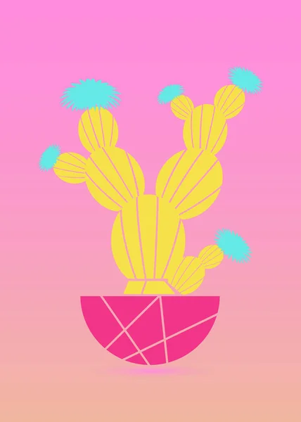 Cactus Fashion Decorontwerp Minimale Stillife Trendy Bright Kleuren Kleurrijke Mood — Stockvector