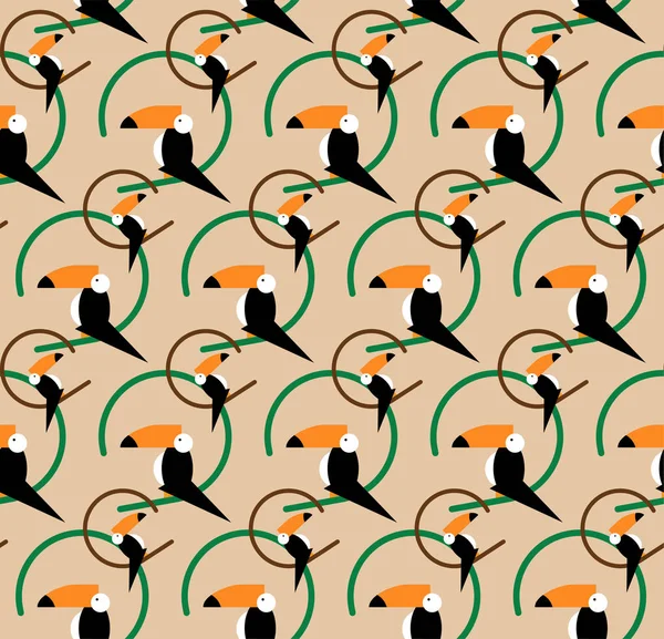Bezszwowe tukany wzór. Tropikalny tło wektor. Tukan ikona, ilustracja kreskówka toucan wektor ikony dla sieci web w stylu płaskie światło beżowym tle — Wektor stockowy