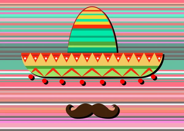 Retrato Del Hombre Mexicano Sombrero Blanket Stripes Ilustración Vectorial Bocetos — Vector de stock