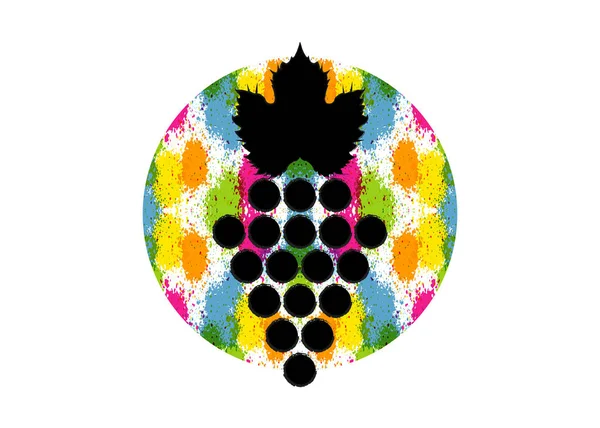 Ilustración Vectorial Fondo Colorido Vid Uvas Abstracto Chapoteo Acuarela Circular — Vector de stock