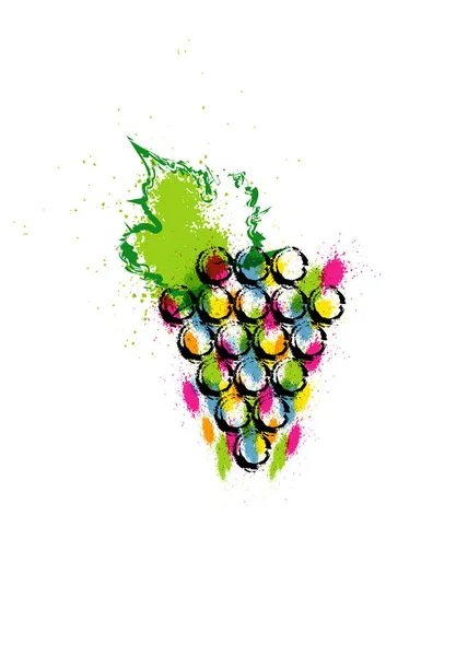 Vector Illustration Colorful Grapes Vine Icon Abstract Splatter Style Colorful — Stock Vector