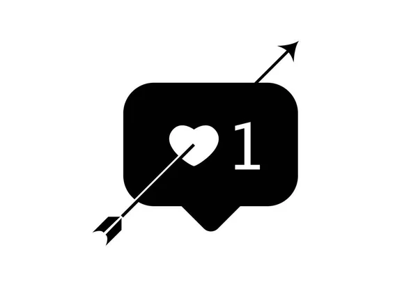 Concept de Saint-Valentin, comme, amour, un, bouton noir et coeur avec flèche, illustration vectorielle isolé — Image vectorielle
