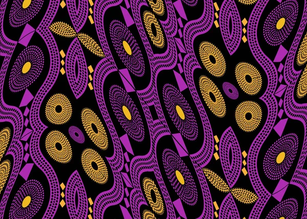 Tissu imprimé africain, Ornement fait main ethnique pour votre design, Motifs ethniques et tribaux éléments géométriques. Texture vectorielle, textile afro style mode Ankara. Robe enveloppante Pareo, tapis batik coloré — Image vectorielle