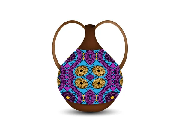 Kalebasse Wasserflasche Buntes Logo Design Keramikvase Authentisches Symbol Afrikas Mit — Stockvektor