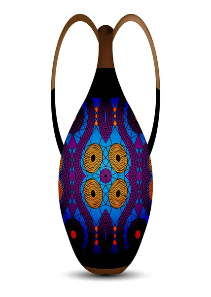 Kalebasse Wasserflasche Buntes Logo Design Keramikvase Authentisches Symbol Afrikas Mit — Stockvektor