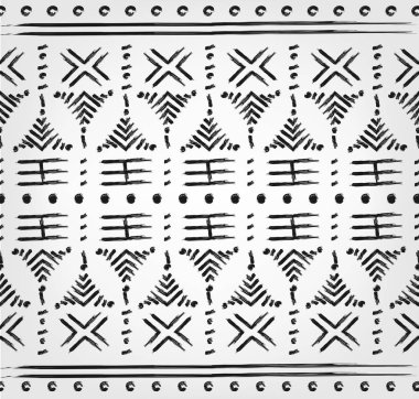 Afrika baskı kumaşı, tasarımın için el yapımı Etnik süs, kabile motifleri geometrik elementler. Vektör dokusu, afro tekstil Ankara moda tarzı. Pareo elbise, Mali 'den halı batiği.
