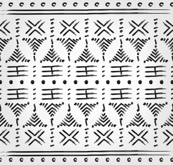 Tissu imprimé africain, ornement ethnique fait main pour votre design, motifs tribaux éléments géométriques. Texture vectorielle, textile afro style mode Ankara. Robe Pareo, tapis batik du Mali — Image vectorielle