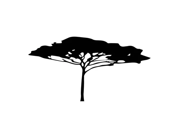 Icono Del Logotipo Del Árbol Tropical Africano Color Blanco Negro — Vector de stock