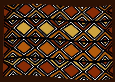 Afrika baskı kumaşı, tasarımın için el yapımı Etnik süs, kabile motifleri geometrik elementler. Vektör dokusu, afro tekstil Ankara moda tarzı. Pareo elbise, Mali 'den halı batiği.
