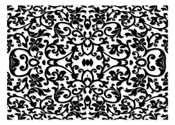 Luxurious decor floral pattern, Wrought iron modules, usable as fences, railings, window grilles isolated on white background. Luxury vintage vector card with beautiful ornaments and black frame — Stock Vector